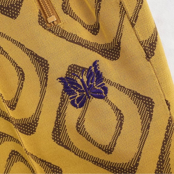 Needles Track Jacket And Pants In Polyester Jacquard Mustard Sz M Made in Japan - Picture 12 of 16